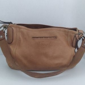 Fossil Medium Brown Leather Key Shoulder Handbag